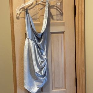 Lucy in the Sky - Silver one shoulder backless dress